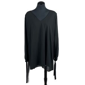 Lulus Gauzy Black Long Sleeve Blouse - Women’s XL
